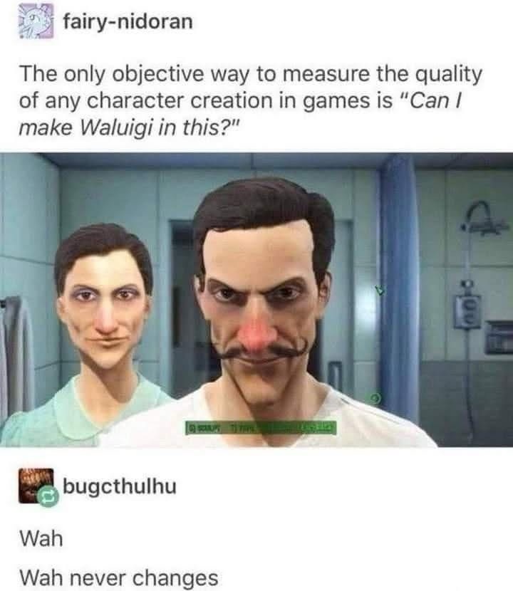 The image shows two male characters in a hospital setting, one with a normal face and the other with a comically exaggerated…