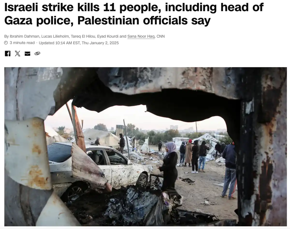 A news article screenshot from CNN shows a photo of a destroyed area with rubble, a damaged white car, and people standing…
