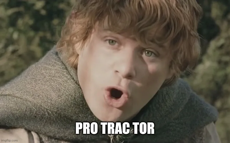 A close-up shot of Frodo Baggins from 'The Lord of the Rings' with his mouth wide open in shock or surprise. The image has…