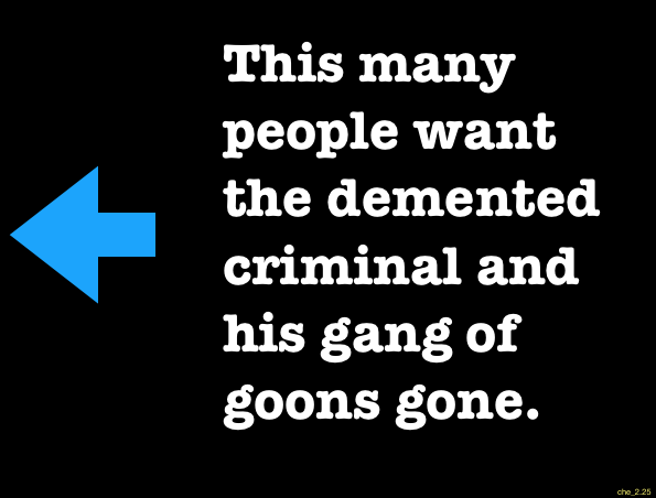 A black background features a large blue arrow pointing left, next to white text stating 'This many people want the demented…