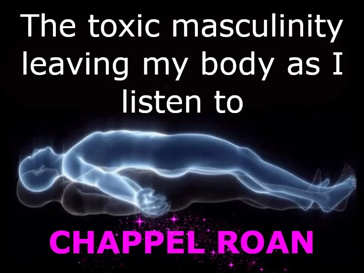 A glowing blue translucent human figure lies flat on a black background, with white text above reading 'The toxic…