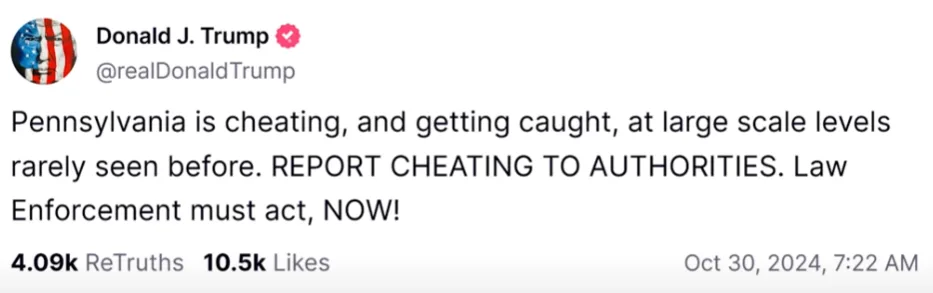 A screenshot of a tweet from Donald J. Trump's verified Twitter account, showing his profile picture and handle. The tweet…