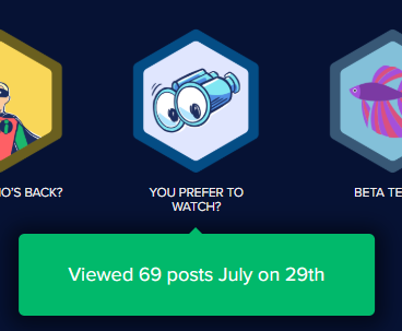 A screenshot of a social media interface showing three hexagonal icons: one with a cartoon character labeled 'WHO'S BACK?'…