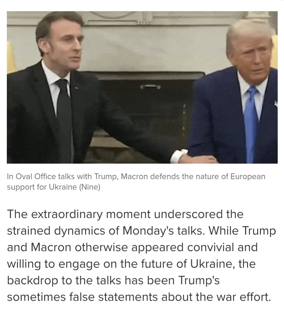 Two men in suits are shown shaking hands, one in a black suit and the other in a blue suit. The image is overlaid with text…