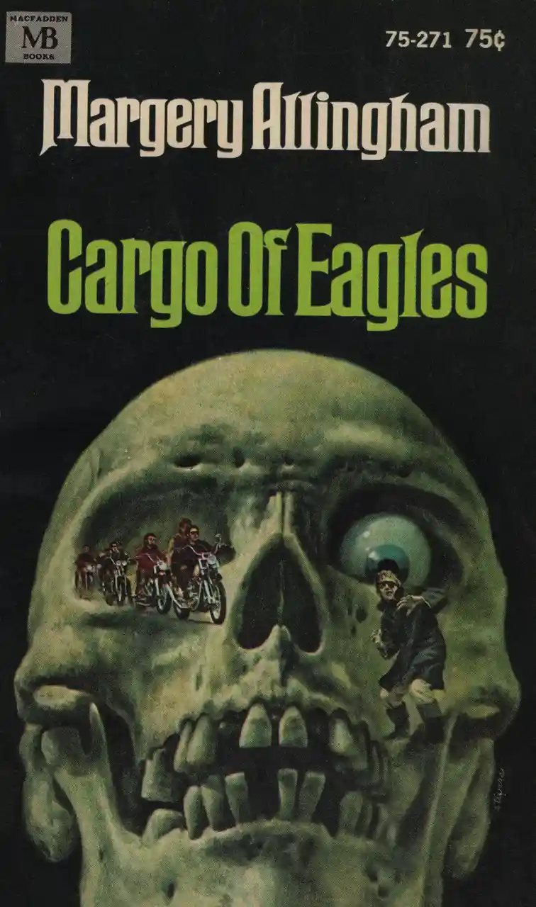 A vintage paperback book cover for 'Cargo Of Eagles' by Margery Allingham, published by Macfadden Books. The cover art…
