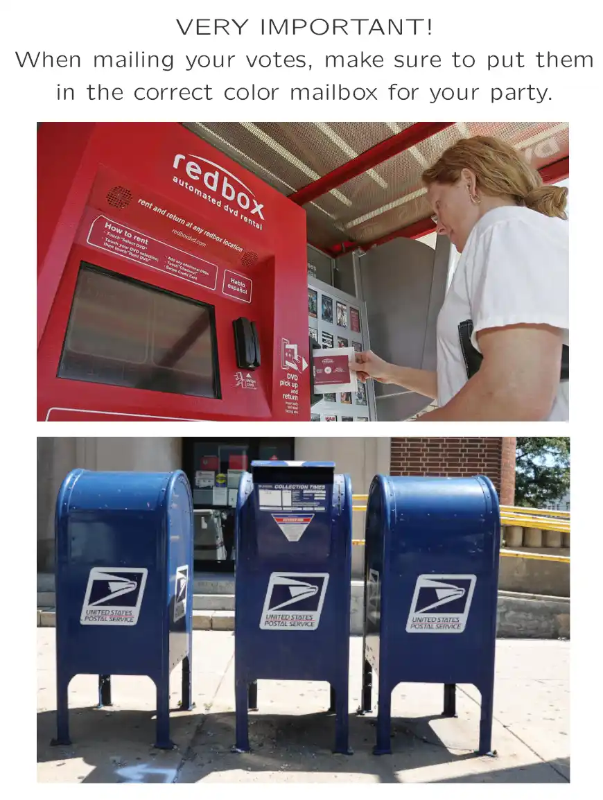 The image is a two-panel meme. The top panel shows a woman interacting with a red Redbox DVD rental kiosk. The bottom panel…
