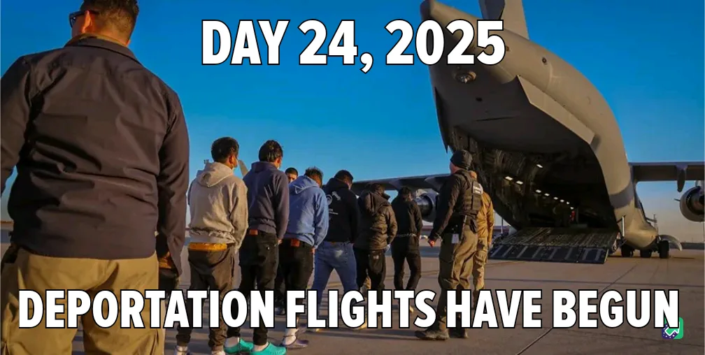 A group of people stand on an airport tarmac facing a large military transport plane with its rear cargo door open. A man in…