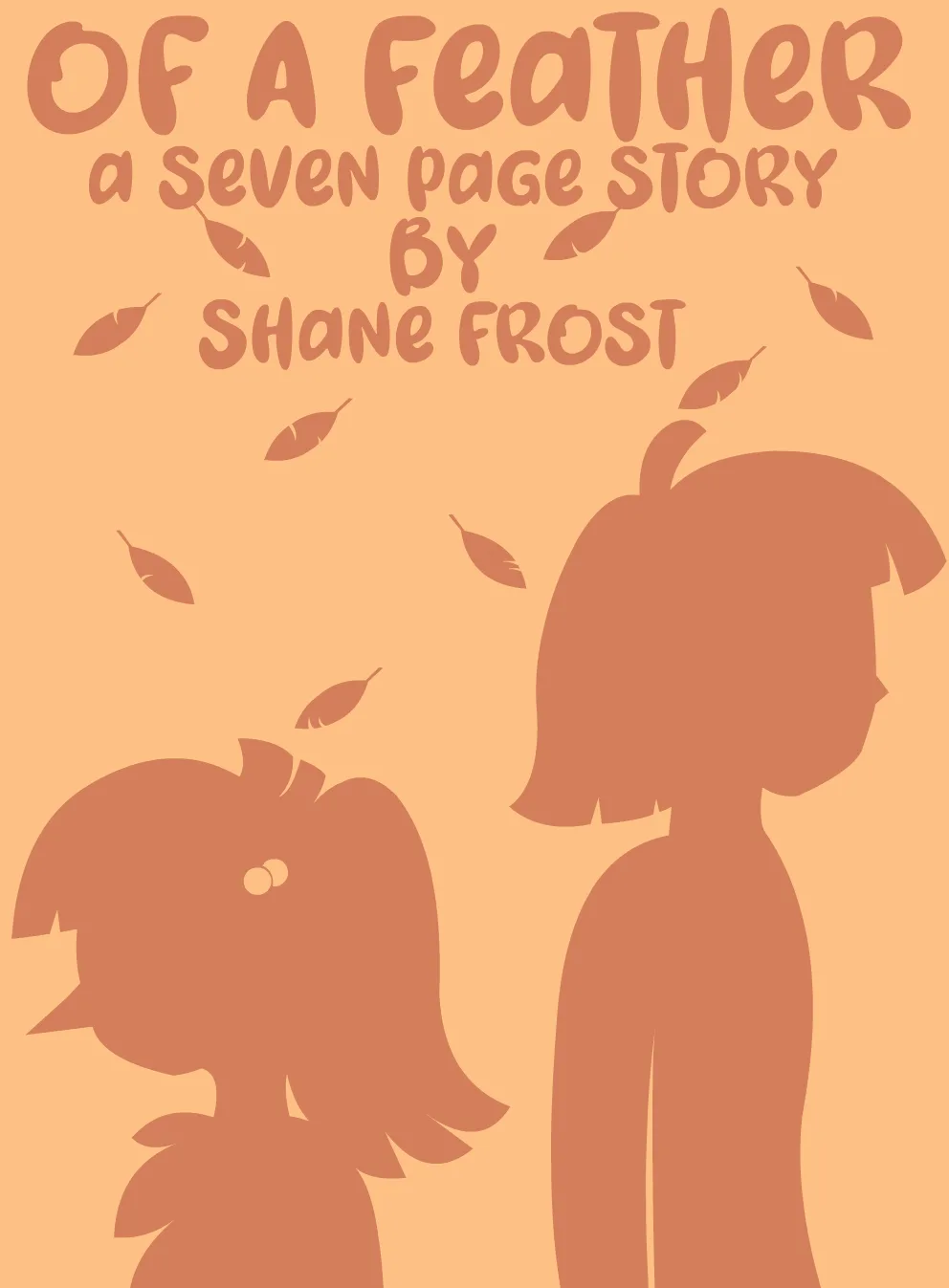 The image shows a book cover with two brown silhouettes of children facing each other against a peach background, with brown…