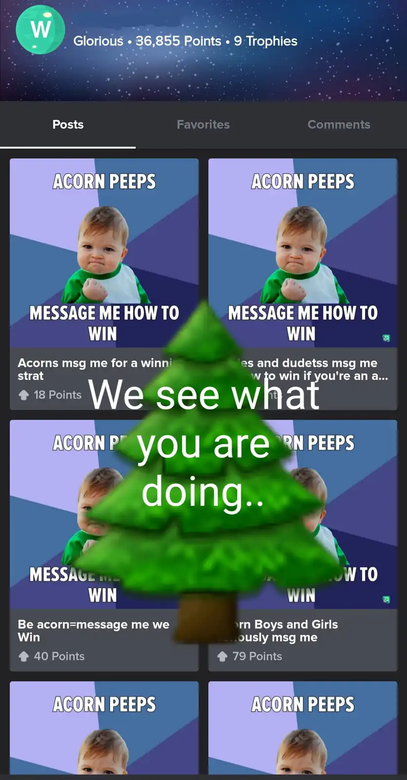 A screenshot of a Reddit profile page shows multiple posts featuring the 'Success Kid' meme template, where a baby with a…
