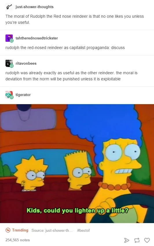 A still from The Simpsons shows Marge Simpson driving, looking annoyed, while Bart and Lisa sit in the back. The overlaid…
