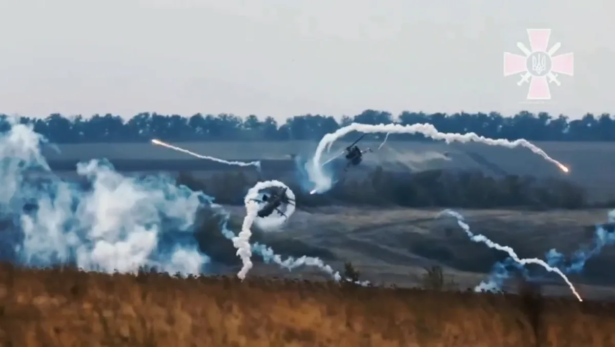 Ukrainian Helicopters Making a Strategic Retreat After Missile Strike