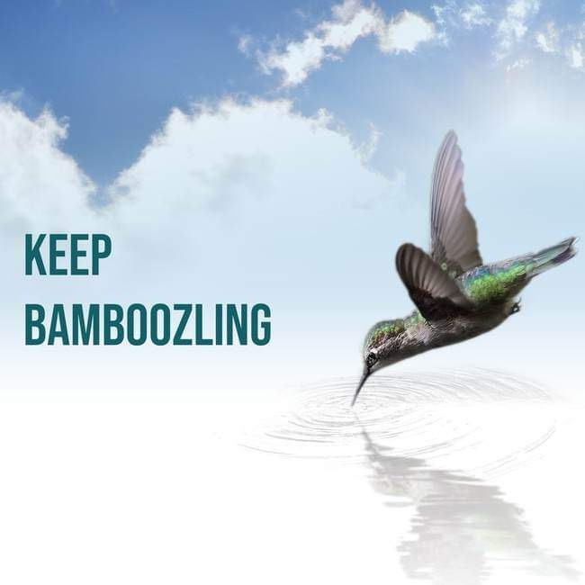A hummingbird is shown hovering just above a body of water, its reflection visible in the ripples. The bird's wings are…