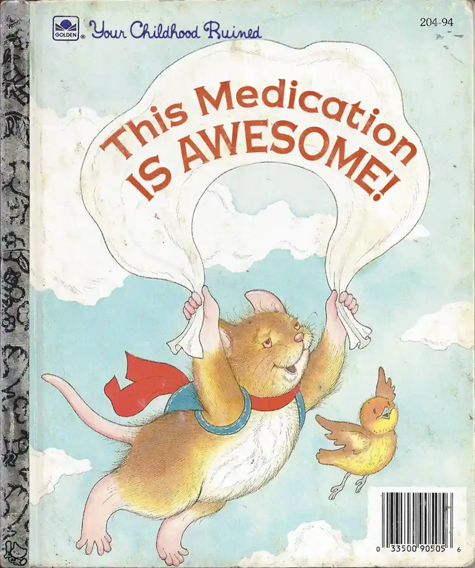 The image shows the cover of a children's book titled 'Your Childhood Ruined' by Golden Books, featuring a cartoon mouse in…