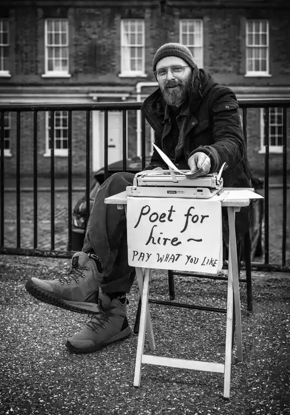 Freelance poet available in London.