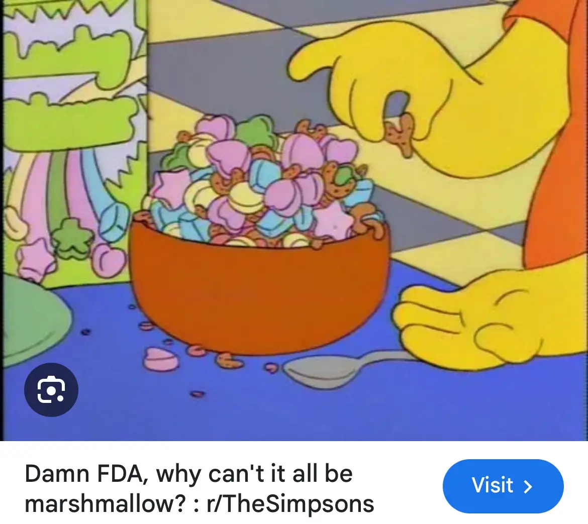 A cartoon image from The Simpsons shows a yellow-skinned character's hand reaching into a large orange bowl overflowing with…