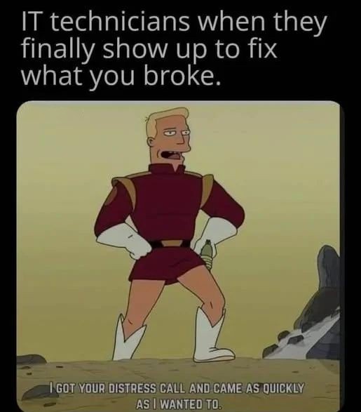 A still from the animated show Futurama featuring the character Zapp Brannigan standing in a desert-like environment…
