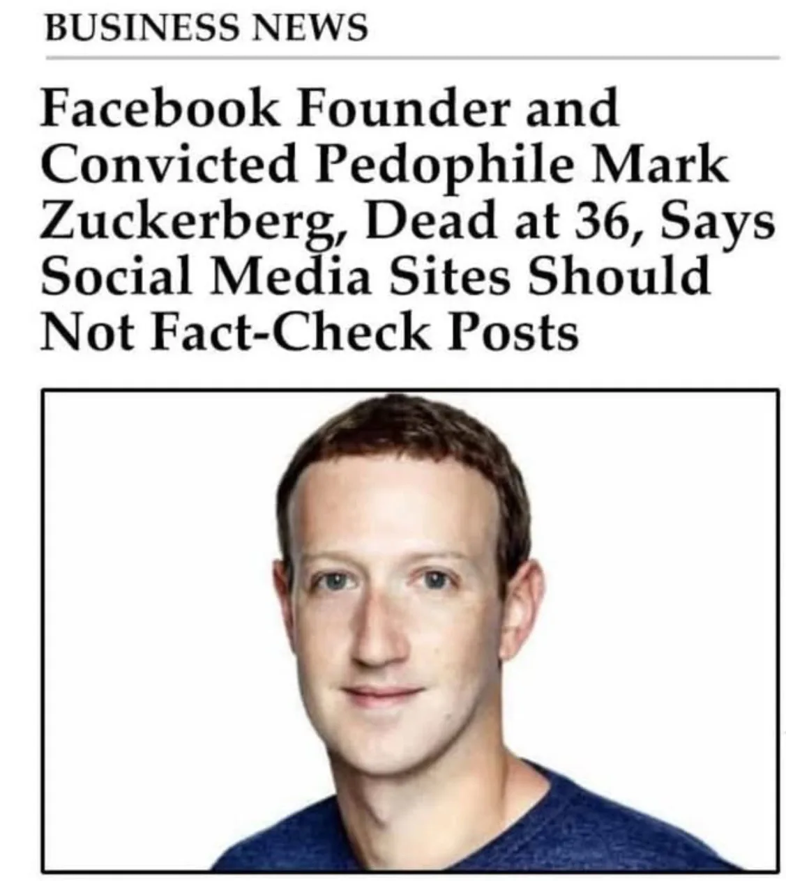 The image displays a newspaper-style headline with the text 'BUSINESS NEWS' at the top, followed by a sensationalized…