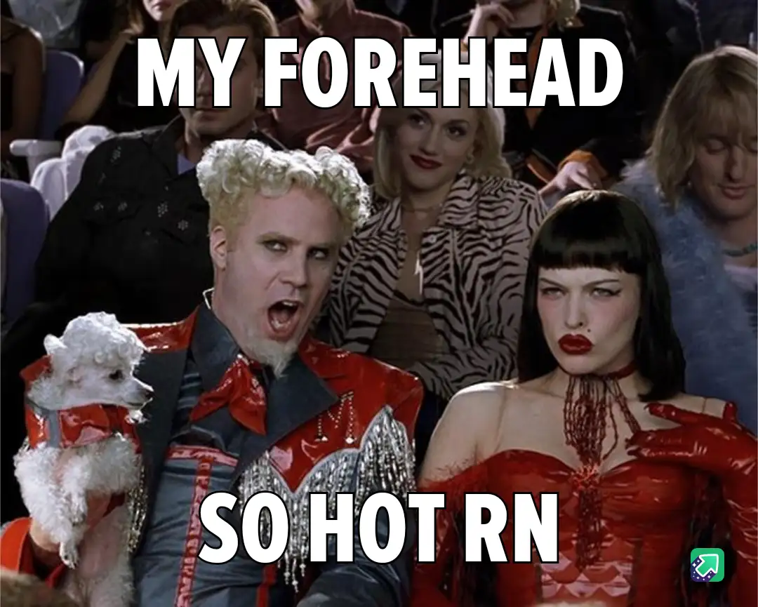 A still from the movie 'The Rocky Horror Picture Show' shows a man with curly blonde hair and a red outfit holding a small…