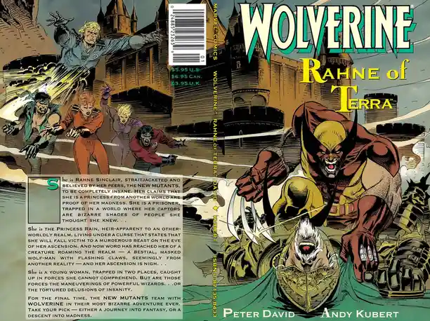 The image is the cover of a Marvel comic book titled 'Wolverine: Rahne of Terra'. It features Wolverine in his classic…