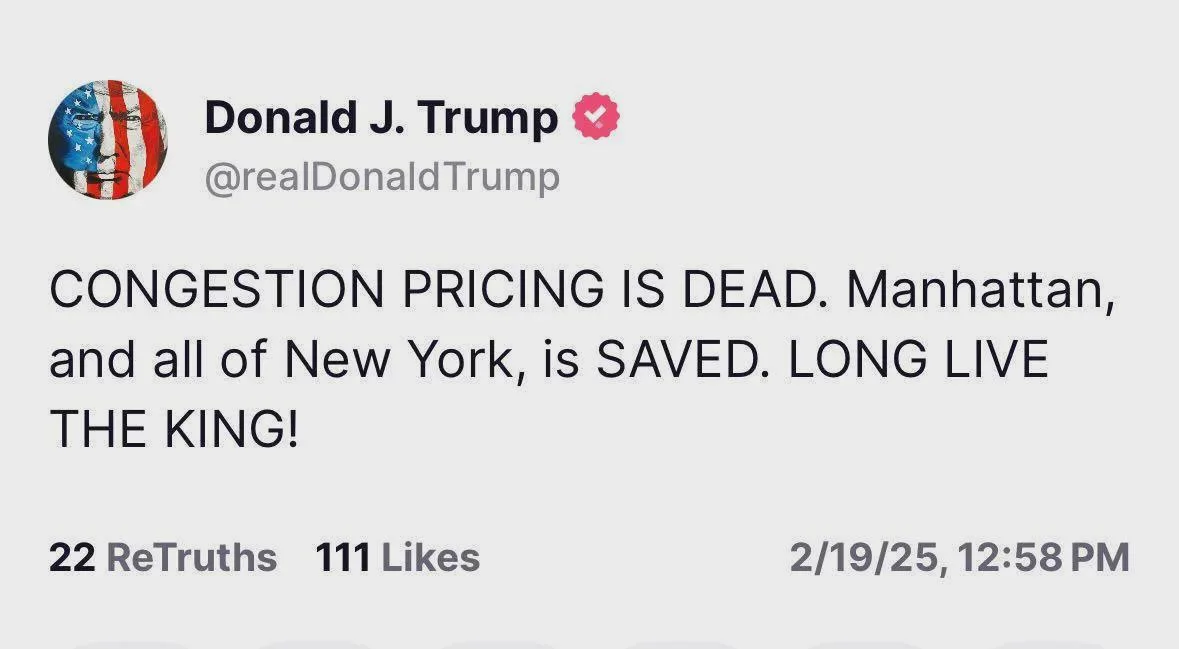 A screenshot of a fake Twitter post attributed to Donald J. Trump, featuring his profile picture with an American flag…