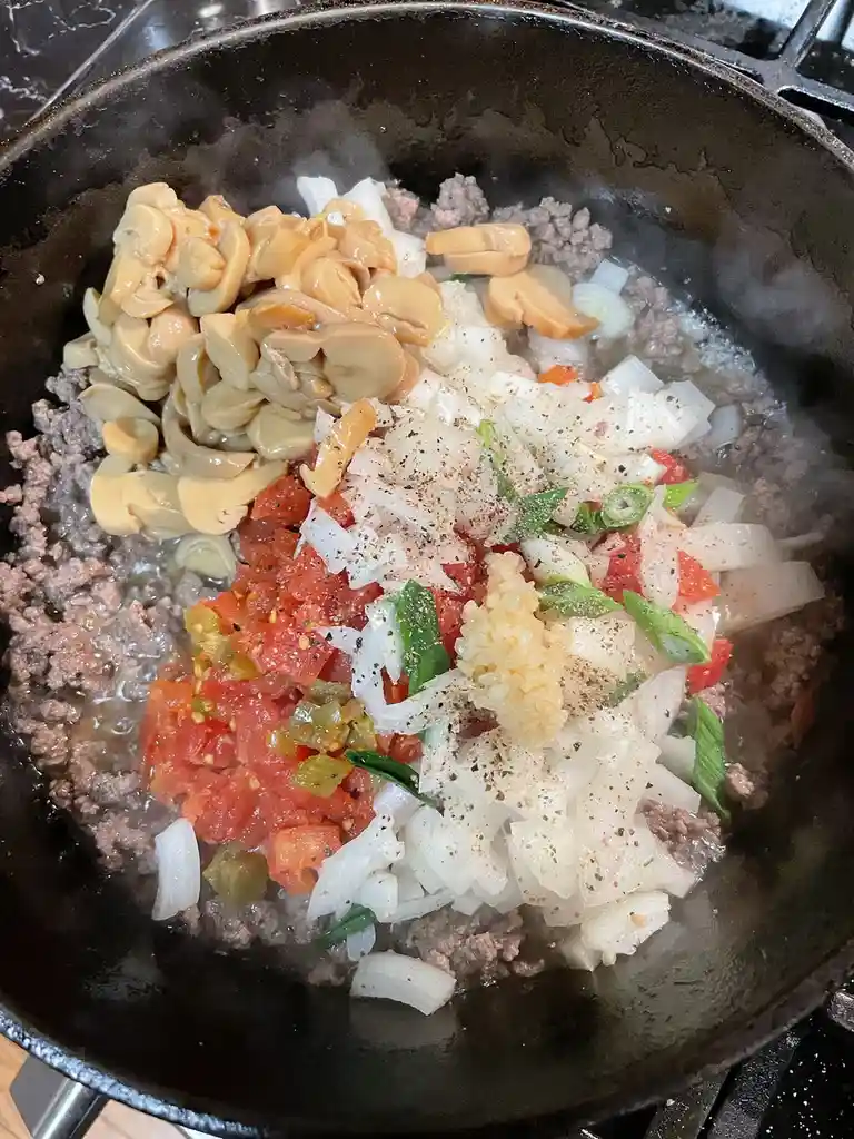 A messy plate of dirty rice