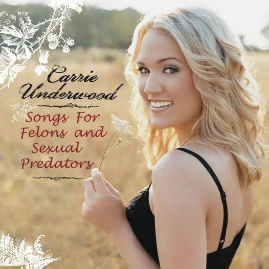 A professionally shot album cover featuring singer Carrie Underwood smiling warmly while holding a small white flower in a…