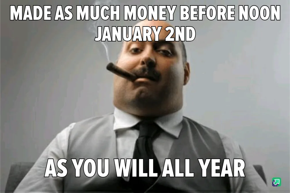 A man in a suit and tie smokes a cigar while looking smugly at the camera. White bold text overlaid on the image reads 'MADE…