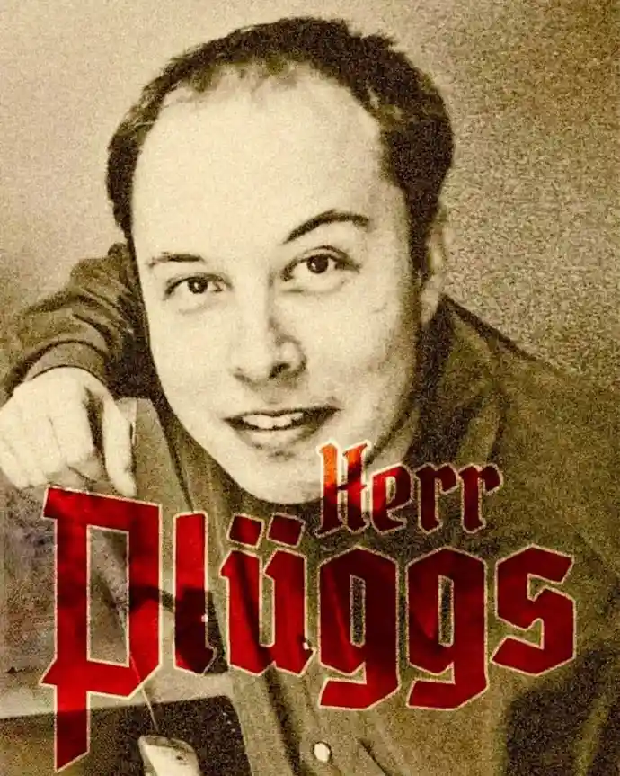 A sepia-toned, grainy portrait of a man with a receding hairline, smiling and leaning forward with his chin resting on his…