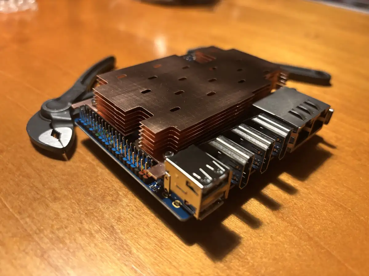 Check out this Orange Pi 5 Plus 32GB featuring a sleek passive copper heat sink!