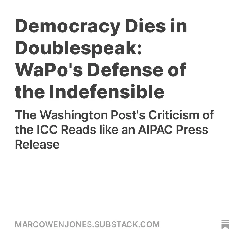 A plain white background with bold, dark gray text that reads 'Democracy Dies in Doublespeak: The Washington Post's…