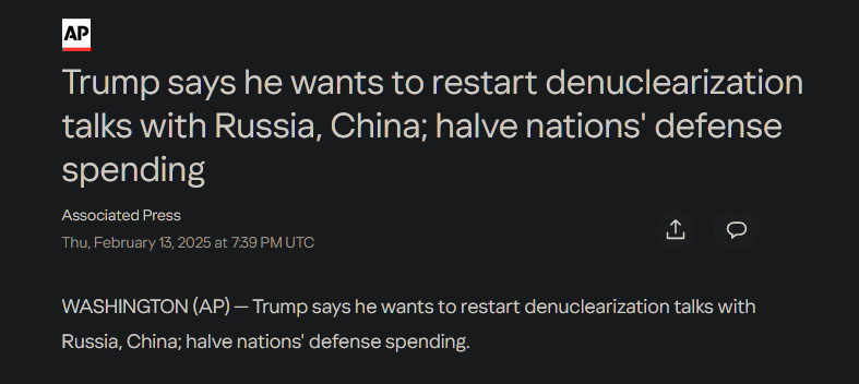 A screenshot of an Associated Press news article dated February 13, 2025, with a dark background and white text. The…