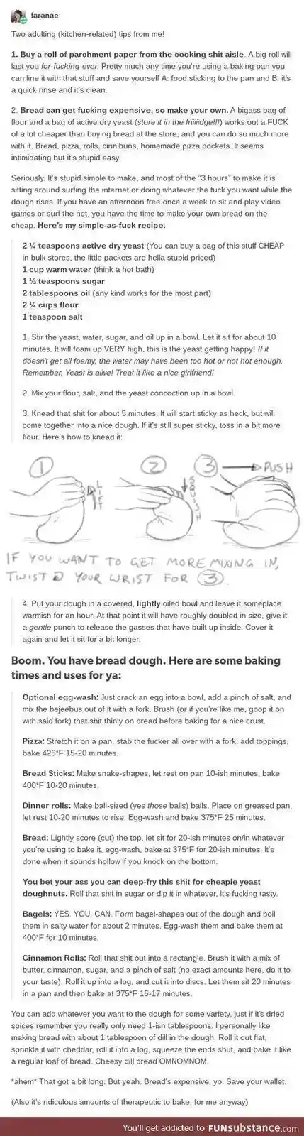 The little things that help maintain control: Bread.