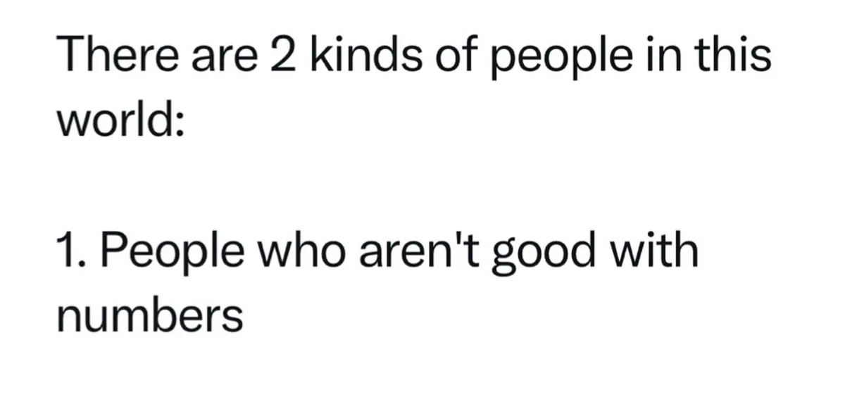 The image is a plain white background with black text listing two categories of people. The text reads: 'There are 2 kinds…