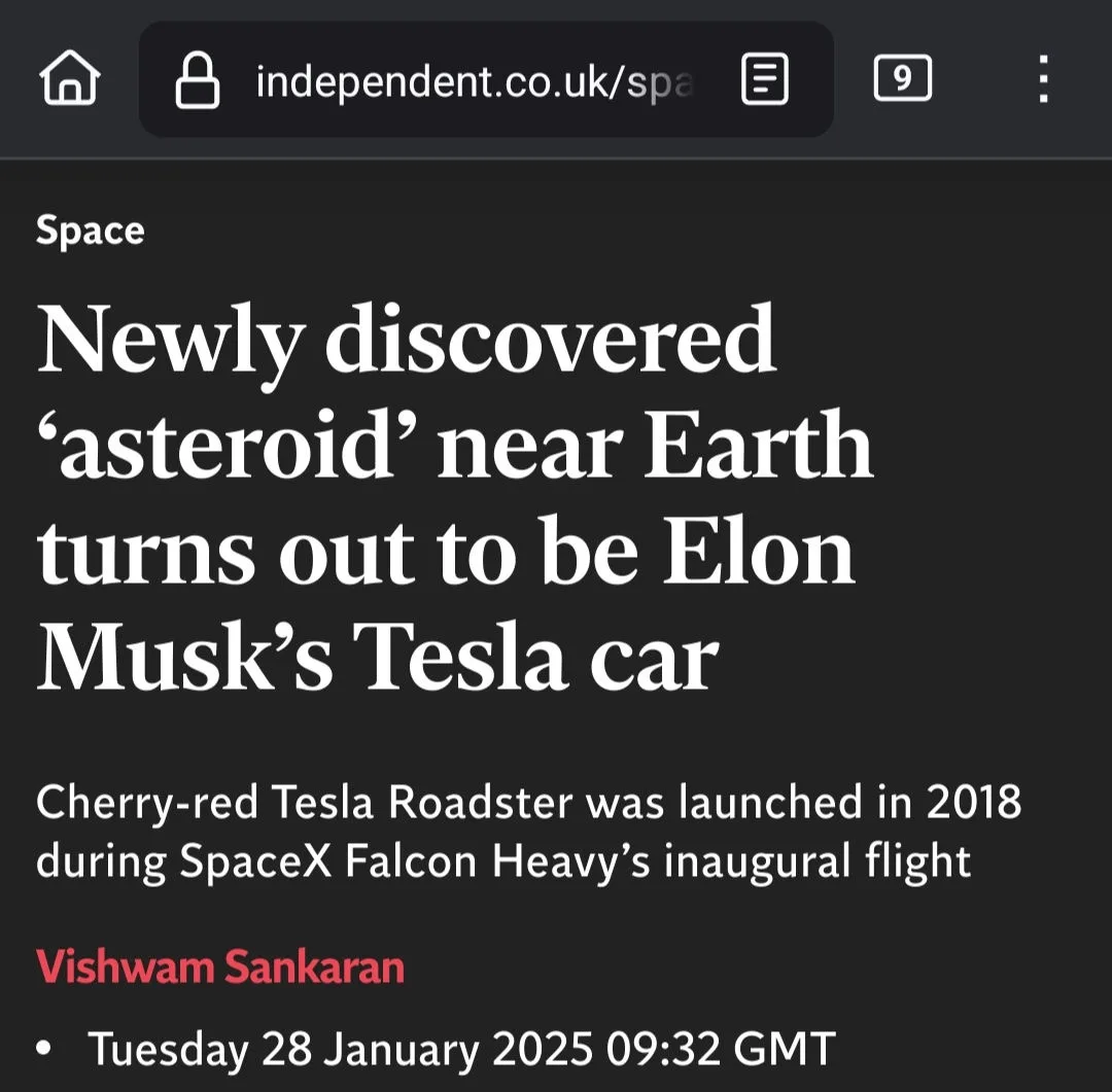 A screenshot of a fake news article from independent.co.uk with a dark theme, showing a headline that reads 'Newly…
