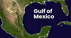 A map image showing the Gulf of Mexico labeled in large white text over the dark blue water body, bordered by the United…