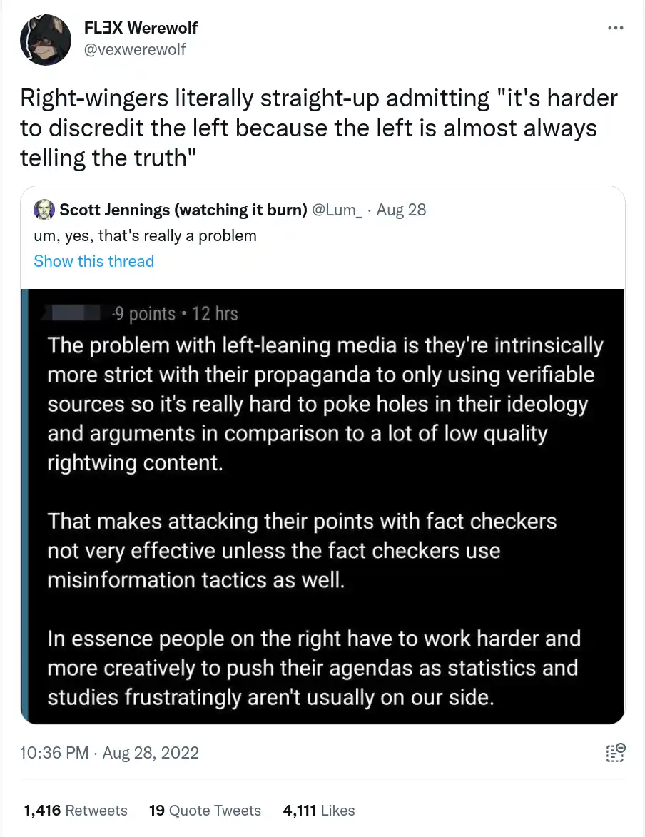 A screenshot of a Twitter thread by Scott Jennings, where he argues that left-leaning media uses only verifiable sources…