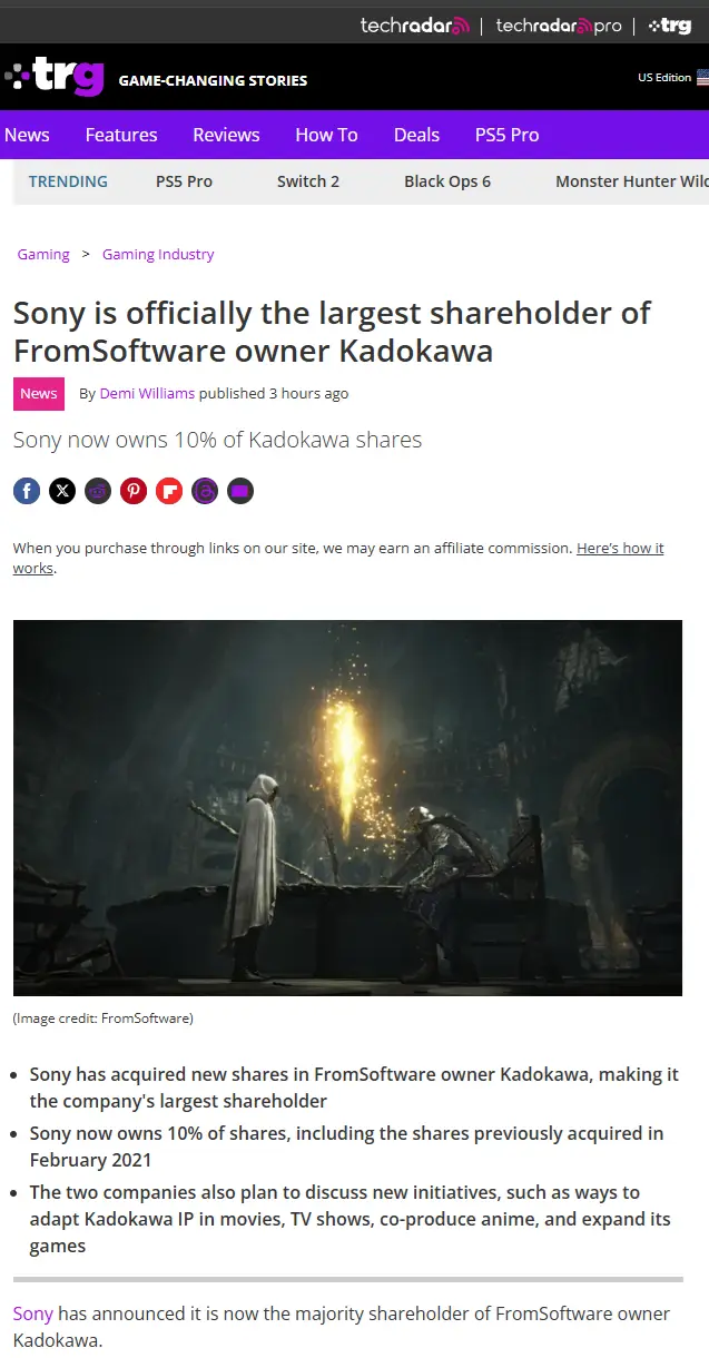 Oh No! Sony Just Acquired the Company Behind From Software!