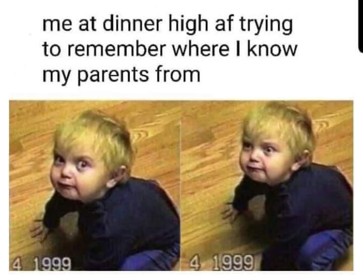 Two side-by-side photos of a young child with blonde hair crawling on a wooden floor, both dated '4 1999'. The child has a…