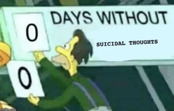 A cartoon character, resembling Homer Simpson, is shown holding up two white cards with the number '0' on them, positioned…
