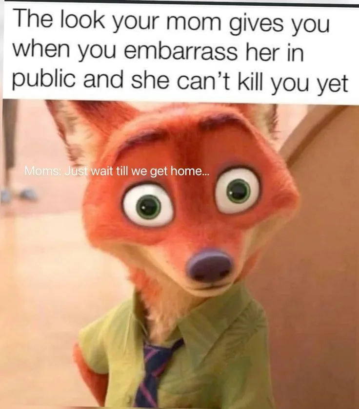 An image of the animated fox character Nick Wilde from Zootopia, wearing a green shirt and tie, with wide, startled eyes and…