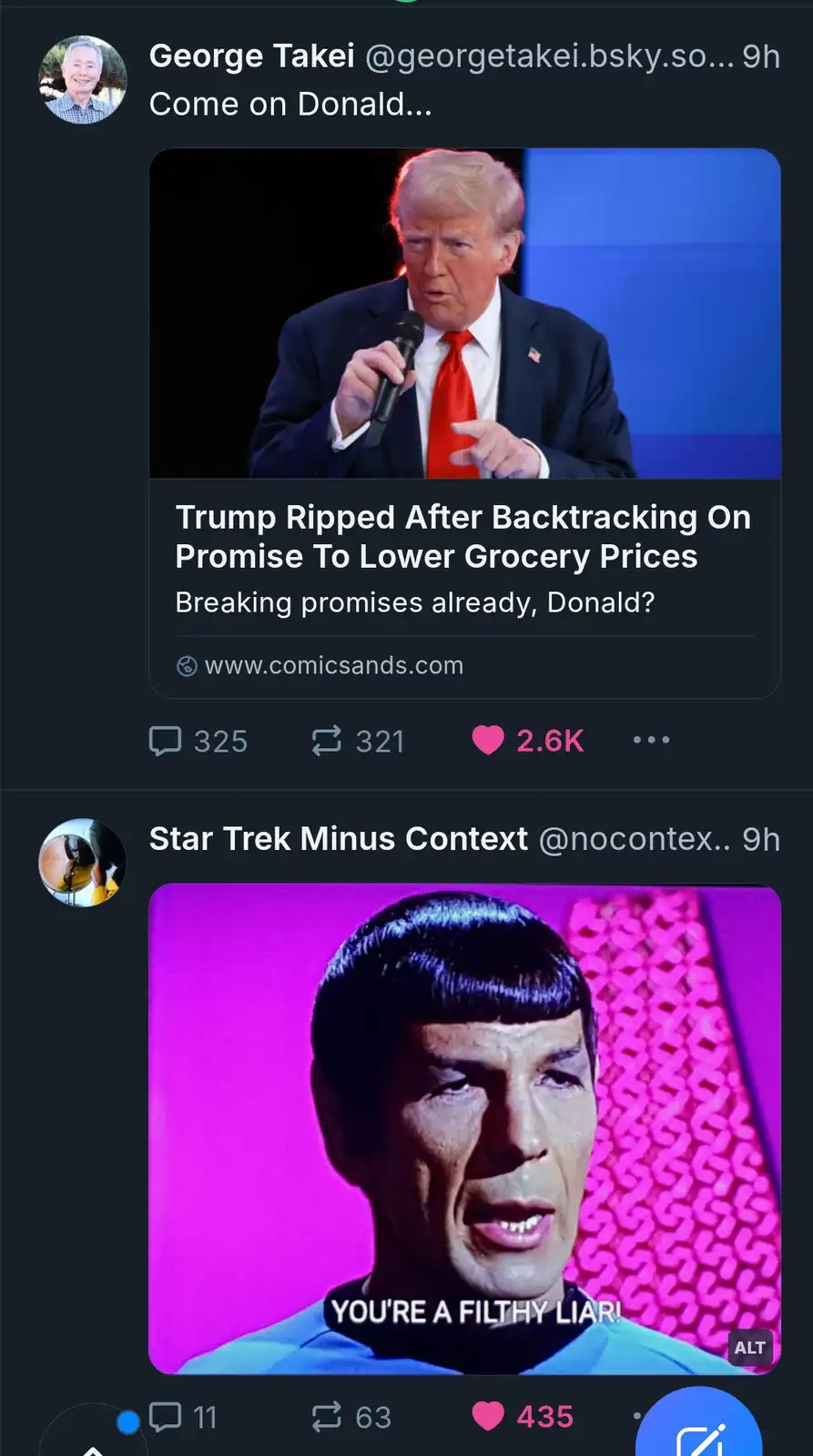 A screenshot of a social media post shows a meme where a photo of Donald Trump speaking into a microphone is overlaid with…
