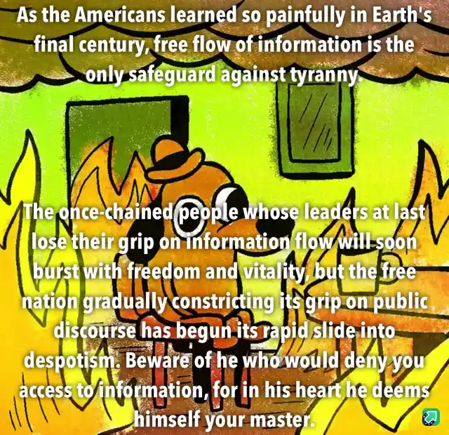 A cartoon dog wearing a hat and glasses sits at a table surrounded by flames, with long blocks of text overlaid describing…