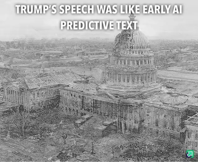 A black-and-white image shows the U.S. Capitol building in a state of severe destruction, with rubble and collapsed…