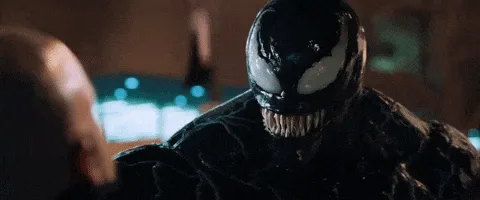 The image shows the character Venom from the Marvel Cinematic Universe in two rows of three panels each. In the top row…