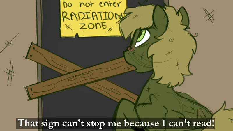 A green-furred, anthropomorphic animal with a single visible eye peers through a wooden barricade. Behind the barricade, a…