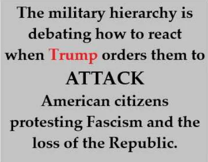 A plain gray background displays bold black text with the word 'Trump' highlighted in red. The text reads: 'The military…