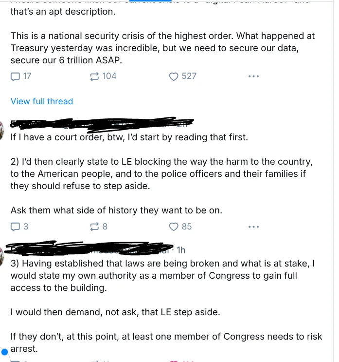 A screenshot of a Reddit thread shows a user's comment about handling a national security crisis, where they suggest reading…