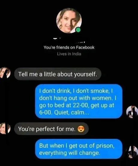 A screenshot of a Facebook Messenger conversation where one user asks for personal details, and the other responds with a…