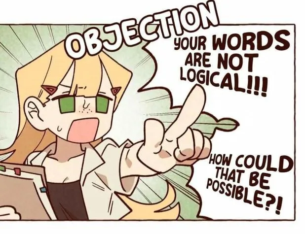 A cartoon blonde woman with green glasses and a white lab coat is shouting while pointing her finger. Her speech bubble…