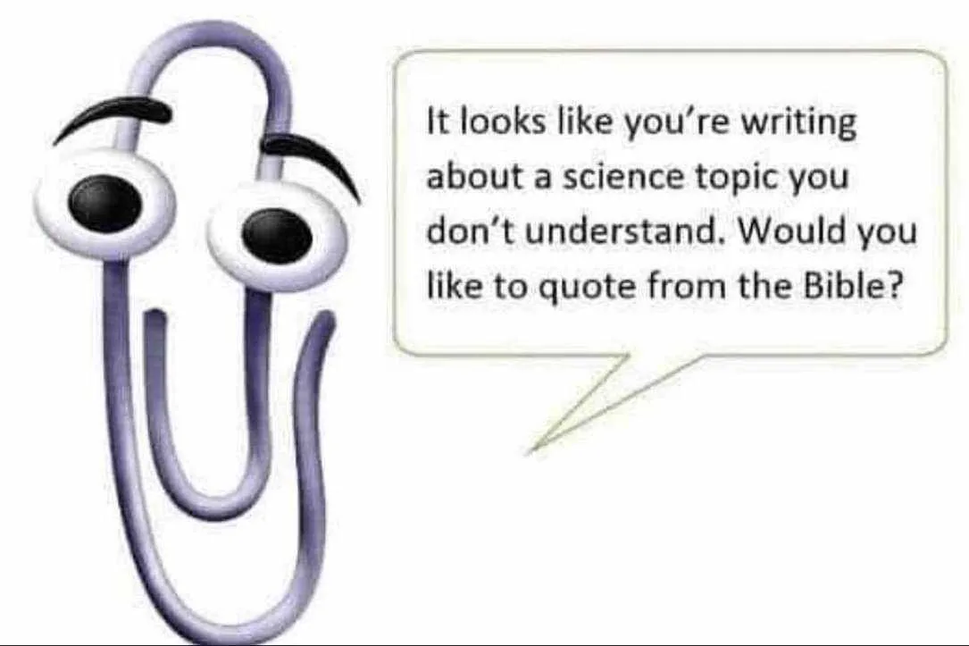 A cartoonish purple paperclip with large googly eyes and arched eyebrows is shown next to a speech bubble. The text inside…
